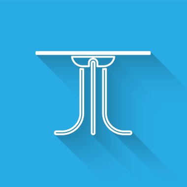 Beyaz çizgi yuvarlak masa ikonu uzun gölgeli izole edilmiş. Vektör İllüstrasyonu