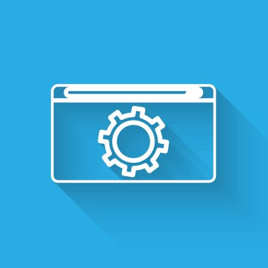 Beyaz çizgi simgeyi uzun gölgeyle izole ediyor. Ayarlama, servis, bakım, onarım, onarım. Vektör İllüstrasyonu