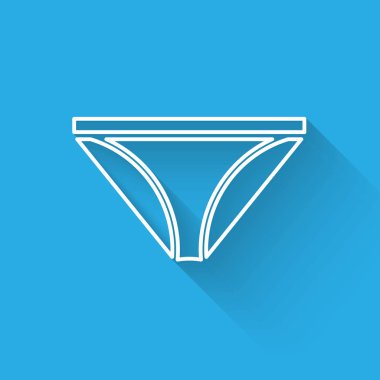 Beyaz çizgili erkek iç çamaşırı ikonu uzun gölgeli. Erkek iç çamaşırı. Vektör İllüstrasyonu