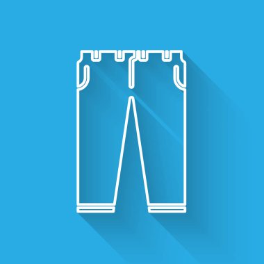 Beyaz Çizgili Pantolon simgesi uzun gölgeli. Vektör İllüstrasyonu