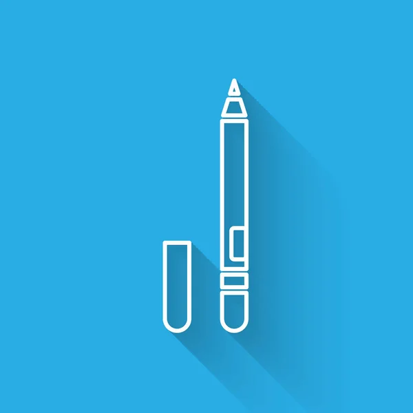 White line Eyeliner, eyebrow icon isolated with long shadow. Pencil for eyes. Vector Illustration — 스톡 벡터