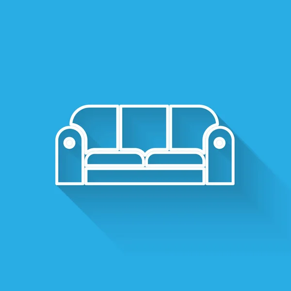 White line Sofa icon isolated with long shadow. Vector Illustration — 스톡 벡터