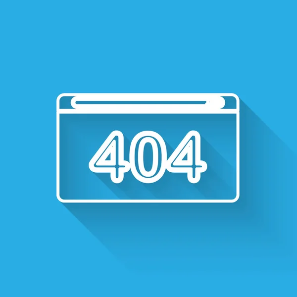 Línea blanca Página con un icono de error 404 aislado con sombra larga. Plantilla informa que la página no se encuentra. Ilustración vectorial — Archivo Imágenes Vectoriales