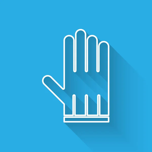 White line Leather glove icon isolated with long shadow. Vector Illustration — 스톡 벡터