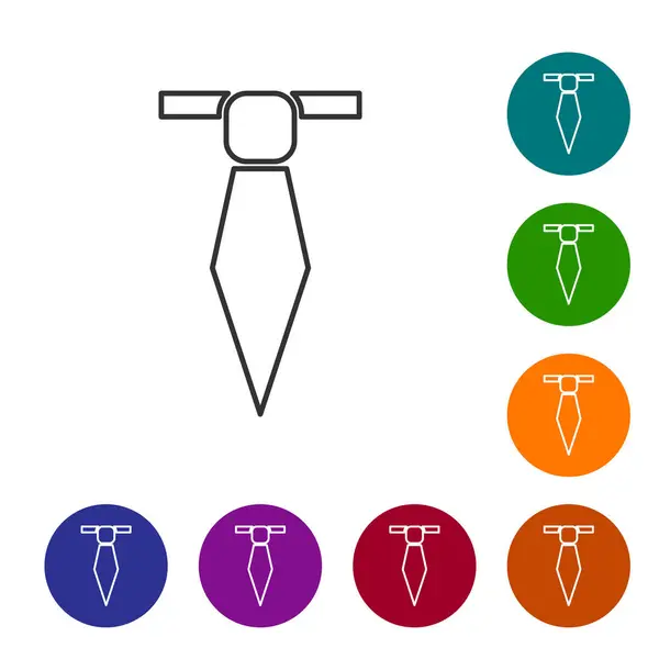 Иконка галстука серой линии выделена на белом фоне. Символ галстука и галстука. Установите пуговицы в цветной круг. Векторная миграция — стоковый вектор