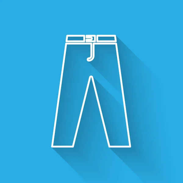 Pantalon ligne blanche icône isolée avec une ombre longue. Illustration vectorielle — Image vectorielle
