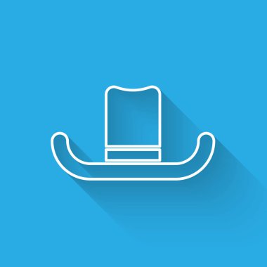 Uzun gölgeli şerit ikonlu beyaz çizgi adamı şapkası. Vektör İllüstrasyonu