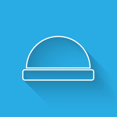 Uzun gölgeli beyaz çizgi Beanie şapka ikonu. Vektör İllüstrasyonu