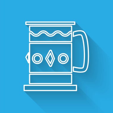 Beyaz çizgi ahşap sabıka simgesi uzun gölgeli. Vektör İllüstrasyonu