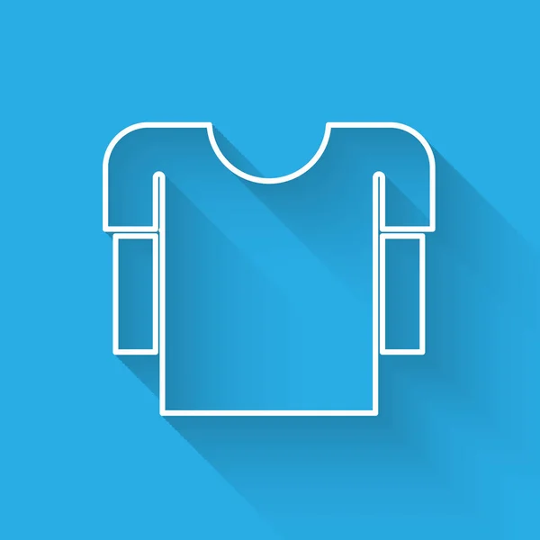 White line Long sleeve shirt icon isolated with long shadow. Vector Illustration — 스톡 벡터