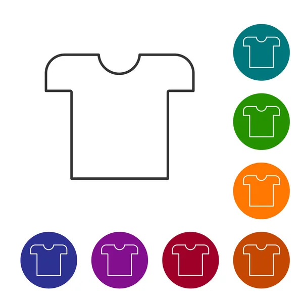 Camiseta gris aislada sobre fondo blanco. Establecer iconos en botones de círculo de color. Ilustración vectorial — Vector de stock