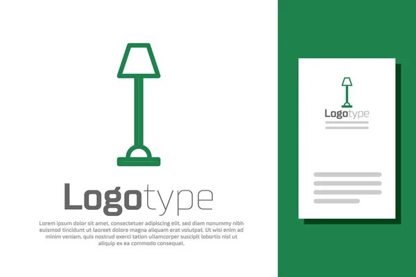 Línea verde Icono de lámpara de pie aislado sobre fondo blanco. Elemento de plantilla de diseño de logotipo. Ilustración vectorial — Archivo Imágenes Vectoriales