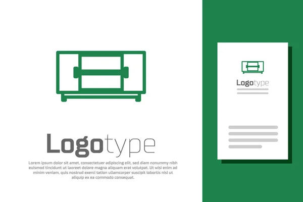 Linea verde TV icona del supporto del tavolo isolato su sfondo bianco. Elemento modello di design logo. Illustrazione vettoriale — Vettoriale Stock