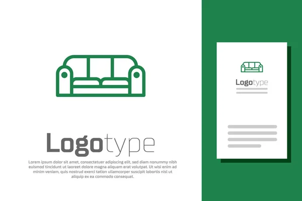 緑色の線白い背景に孤立したソファアイコン。ロゴデザインテンプレート要素。ベクターイラスト — ストックベクタ