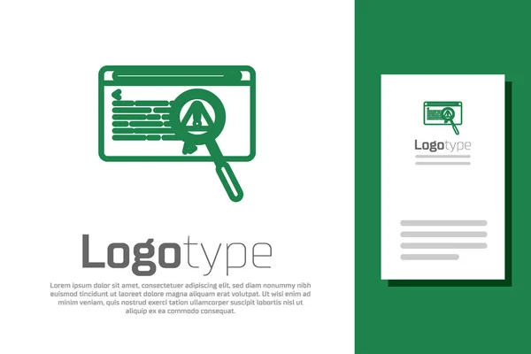 Grön linje System bug konceptet ikon isolerad på vit bakgrund. Begreppet kodfel. Fel i systemet. Sökning av insekter. Mall för logotyp. Vektor Illustration — Stock vektor