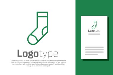 Yeşil çizgi Çorap simgesi beyaz arkaplanda izole edildi. Logo tasarım şablonu elemanı. Vektör İllüstrasyonu