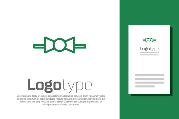 그린 라인 보타이 아이콘은 흰색 배경에 분리되어 있습니다. 로고는 템플릿 요소를 디자인 합니다. 사기적 인 예 — 스톡 벡터