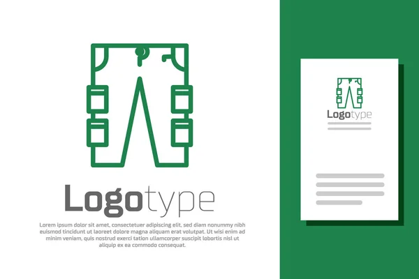 緑のライン白い背景に隔離された貨物パンツアイコン。ロゴデザインテンプレート要素。ベクターイラスト — ストックベクタ