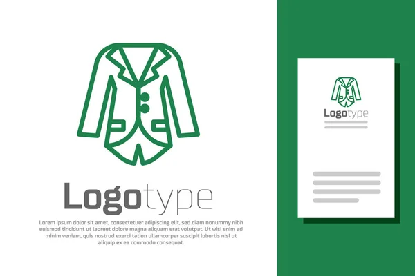 Grüne Linie Blazer oder Jacke Symbol isoliert auf weißem Hintergrund. Logo Design Template-Element. Vektorillustration — Stockvektor