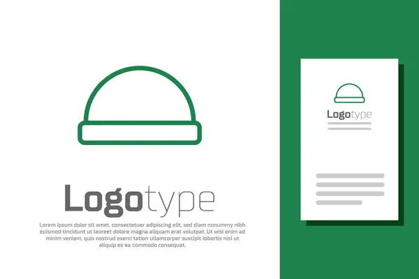 Grüne Linie Mütze Hut Symbol isoliert auf weißem Hintergrund. Logo Design Template-Element. Vektorillustration — Stockvektor