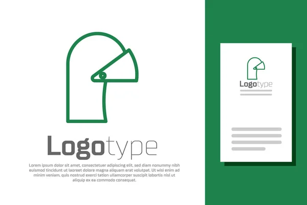 グリーンライン白い背景に隔離された頭部保護アイコンのための中世の鉄のヘルメット。ロゴデザインテンプレート要素。ベクターイラスト — ストックベクタ