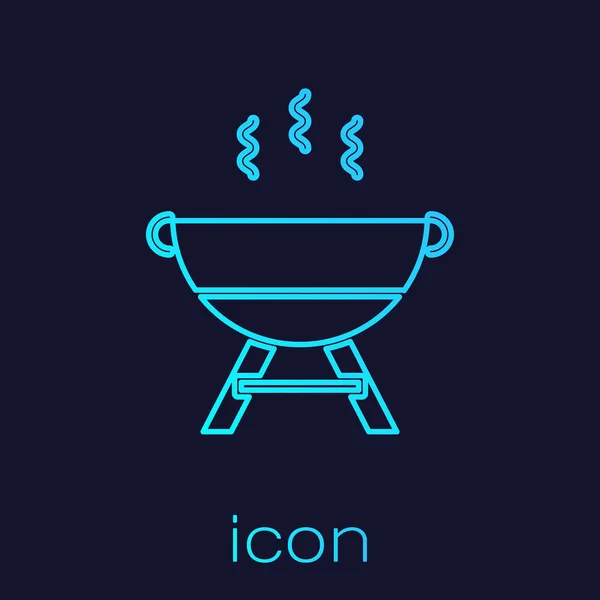 Ligne turquoise Barbecue icône grill isolé sur fond bleu. Barbecue grill party. Illustration vectorielle — Image vectorielle
