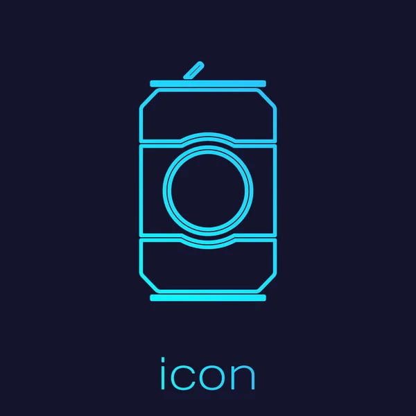 Tyrkysová čára Pivo může ikona izolované na modrém pozadí. Vektorová ilustrace — Stockový vektor