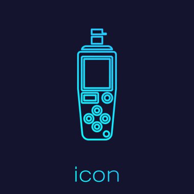 Turkuaz hat portatif sensör simgesi mavi arkaplanda izole edildi. Vektör İllüstrasyonu