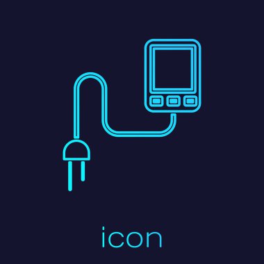 Turkuaz hat sensör simgesi mavi arkaplanda izole edildi. Vektör İllüstrasyonu