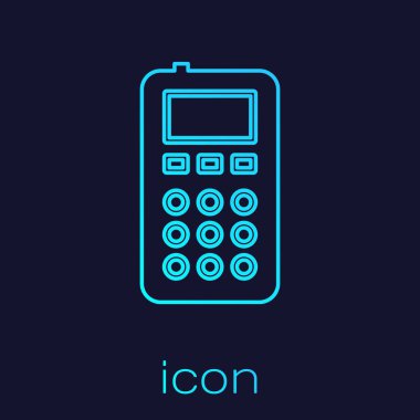 Turkuaz hattı uzaktan kontrol simgesi mavi arkaplanda izole edildi. Vektör İllüstrasyonu