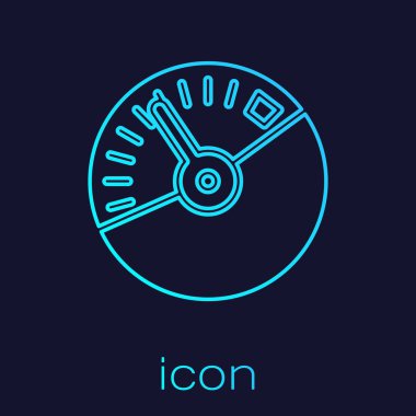 Turkuaz hat hız göstergesi simgesi mavi arkaplanda izole edildi. Vektör İllüstrasyonu