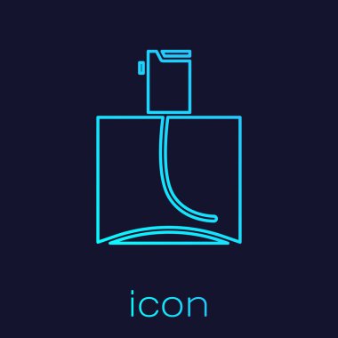 Turkuaz çizgisi parfüm ikonu mavi arka planda izole edildi. Vektör İllüstrasyonu