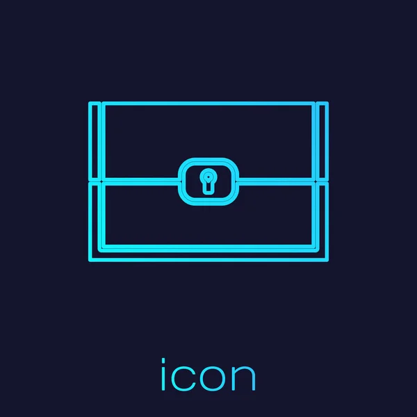Tyrkysová čára Hrudník pro herní ikonu izolované na modrém pozadí. Vektorová ilustrace — Stockový vektor