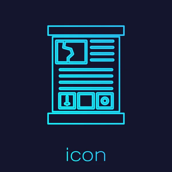 Tyrkysová čára Herní průvodce ikona izolované na modrém pozadí. Uživatelská příručka, návod, příručka, příručka. Vektorová ilustrace — Stockový vektor