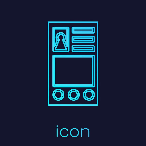 Ligne turquoise Créer l'icône de l'écran de compte isolé sur fond bleu. Illustration vectorielle — Image vectorielle