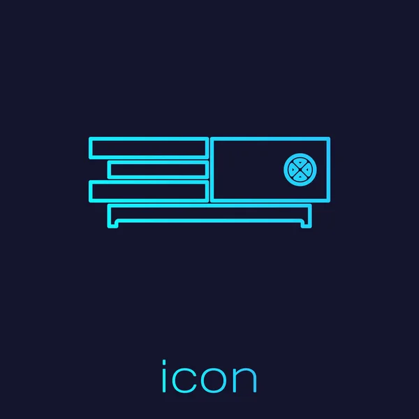 Turkos linje TV-spel konsol ikon isolerad på blå bakgrund. Vektor Illustration — Stock vektor
