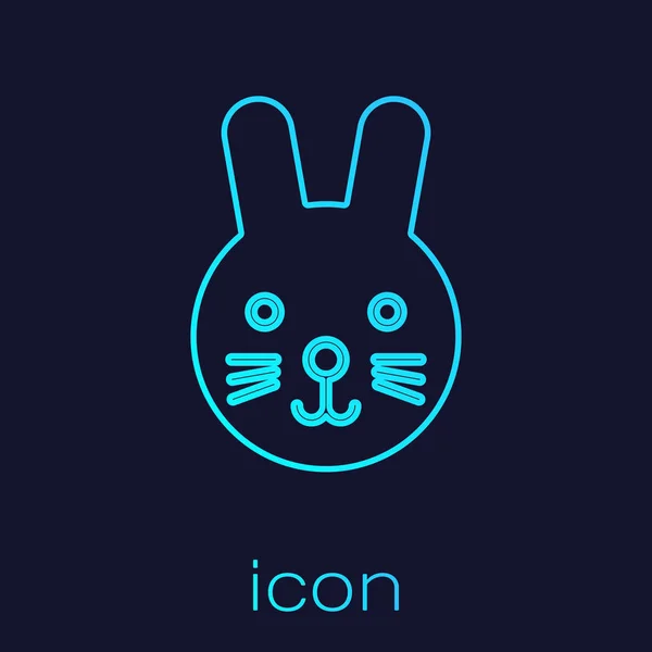 Turquoise line Rabbit zodiac sign icon isolated on blue background. Astrological horoscope collection. Vector Illustration — 스톡 벡터