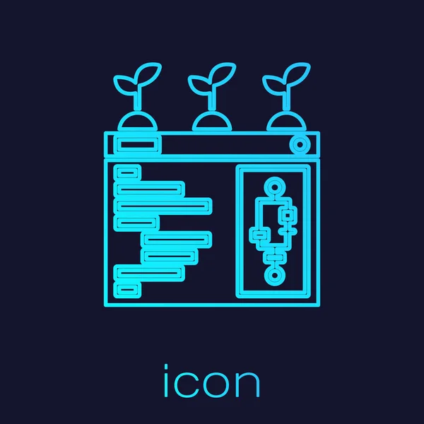 Línea turquesa Tecnología agrícola inteligente: sistema de automatización agrícola en el icono de la aplicación aislado sobre fondo azul. Ilustración vectorial — Vector de stock