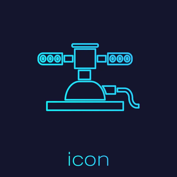Turkusowa Linia automatyczna Tryskacze nawadniające ikona izolowana na niebieskim tle. Sprzęt do podlewania. Element ogrodowy. Ikona pistoletu natryskowego. Ilustracja wektorowa — Wektor stockowy