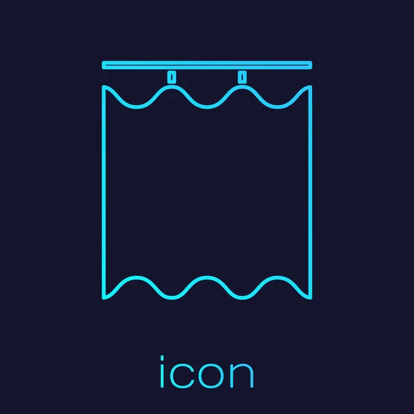 Turquoise line Curtains icon isolated on blue background. Vector Illustration — ストックベクタ