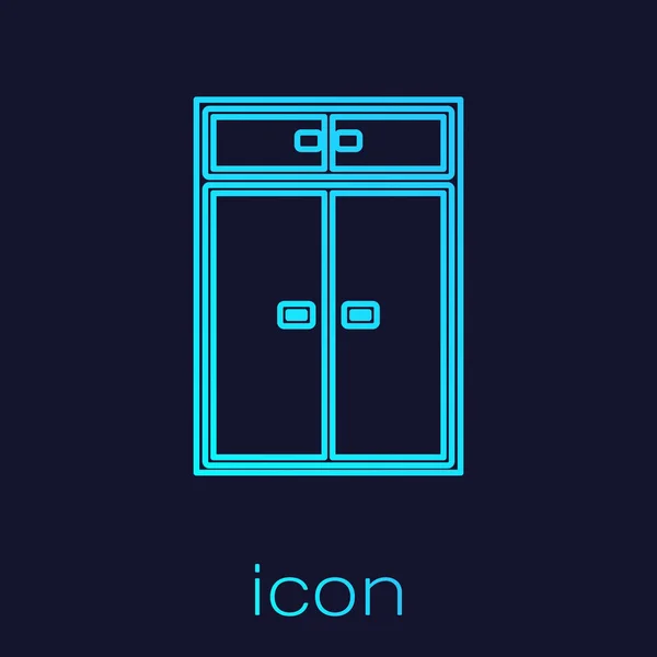 Turquoise line Wardrobe icon isolated on blue background. Vector Illustration — ストックベクタ