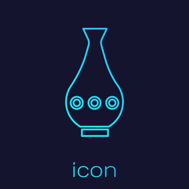 Turkuaz çizgisi vazo simgesi mavi arkaplanda izole edildi. Vektör İllüstrasyonu