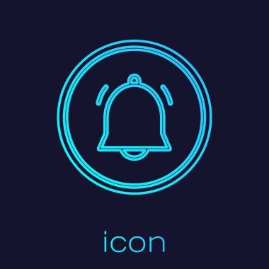 Turkuaz hat daire tuşu ve sohbet bildirim simgesi mavi arkaplanda izole edildi. Yeni mesaj, iletişim, sohbet, sosyal ağ bildirimi. Vektör İllüstrasyonu