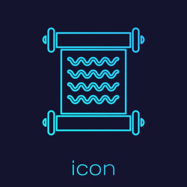 Turkuaz çizgisi Dekree, kağıt, parşömen, kaydırma simgesi mavi arkaplanda izole edildi. Vektör İllüstrasyonu