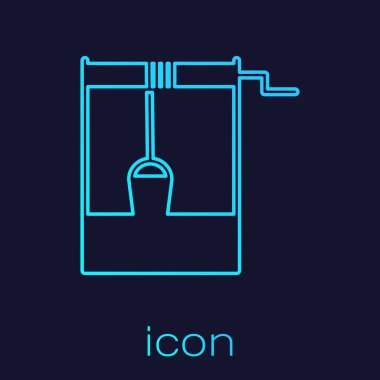 Turkuaz hat. Mavi arka planda bir kova ve içme suyu ikonu var. Vektör İllüstrasyonu