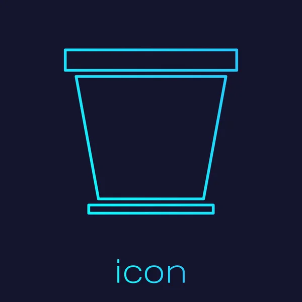 Turquoise line Flower pot icon isolated on blue background. Vector Illustration — ストックベクタ