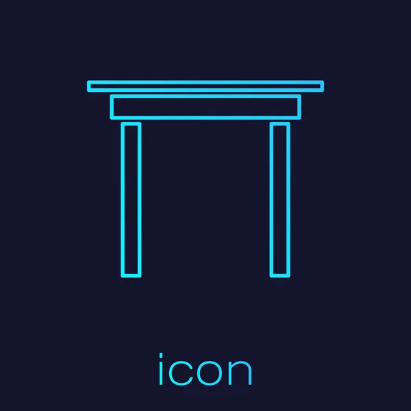 Línea turquesa Icono de tabla de madera aislado sobre fondo azul. Ilustración vectorial — Vector de stock