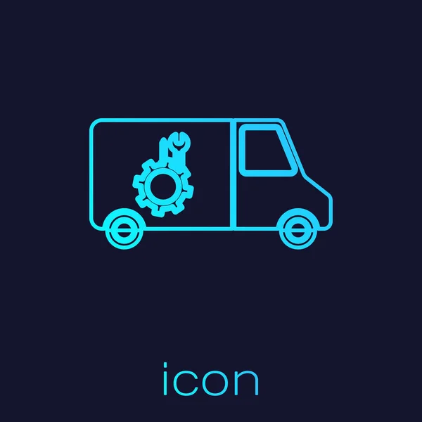 Turquoise line Car service icon isolated on blue background. Repair service auto mechanic. Maintenance sign. Vector Illustration — ストックベクタ