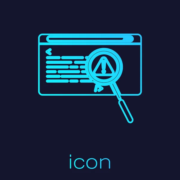 Turquoise line System bug concept icon isolated on blue background. Code bug concept. Bug in the system. Bug searching. Vector Illustration — ストックベクタ