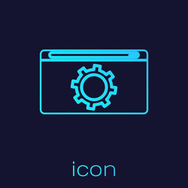 Turquoise line Setting icon isolated on blue background. Adjusting, service, maintenance, repair, fixing. Vector Illustration